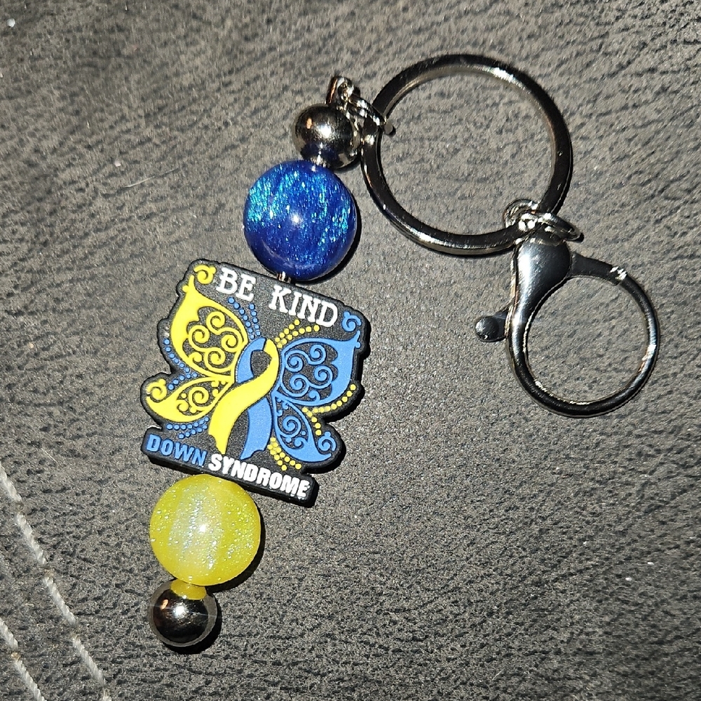 Be Kind Down Syndrome Awareness Handcrafted Keychain With Beads